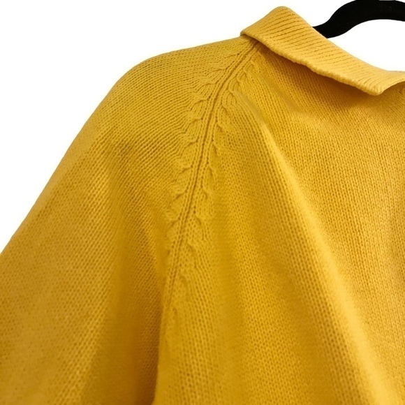 VINTAGE Hunt Club Yellow Knit Boxy Pull Over Sweater with Collar - Picture 4 of 12